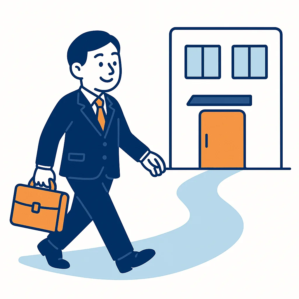 かばんを持って会社を訪問する税理士事務所スタッフのイラスト